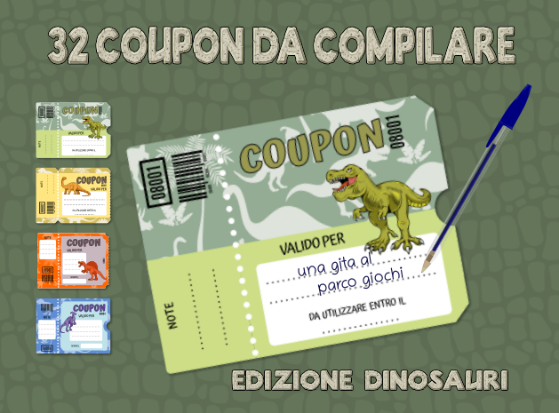 copertina del libro coupon con dinosauri